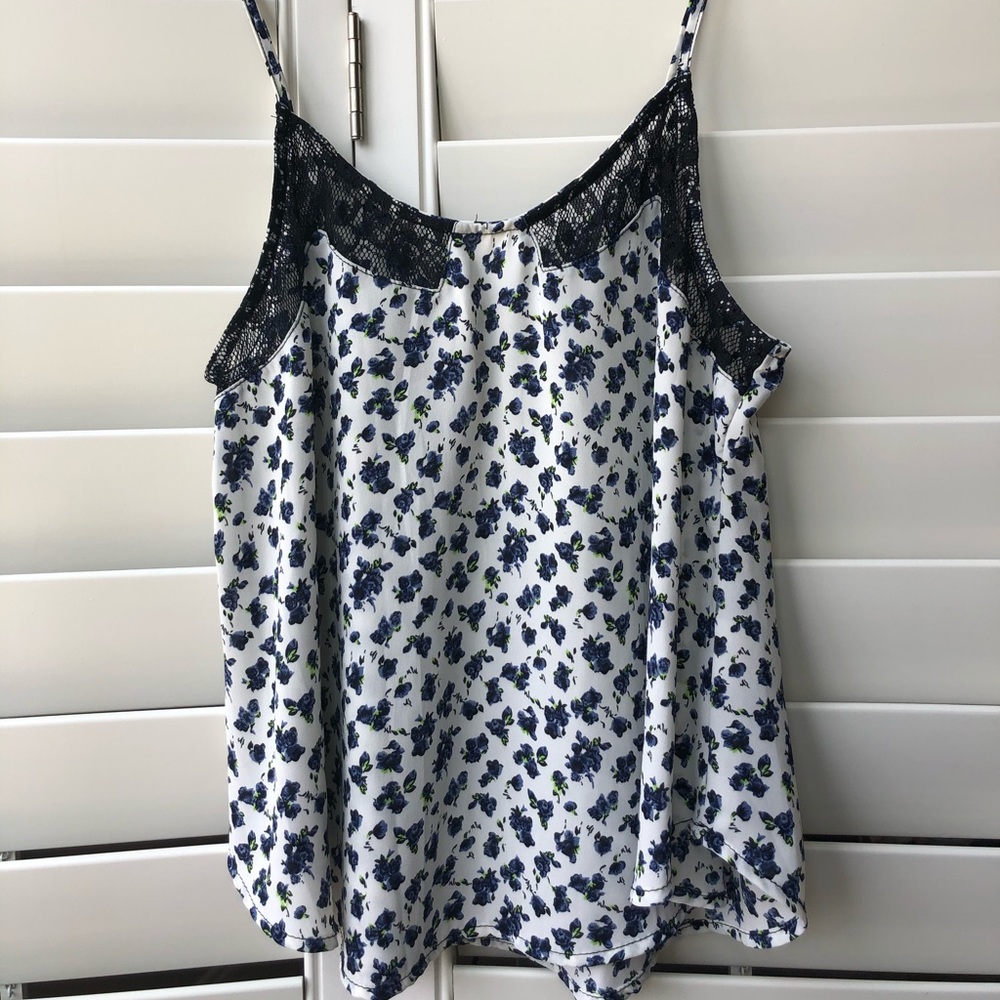 Lush Blue Floral Print Tank